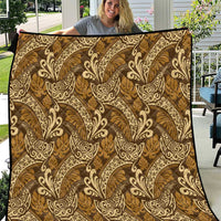 Brown Gold Monstera Quilt Polynesian Tribal Pattern LT01 Gold - Polynesian Pride