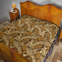 Brown Gold Monstera Quilt Polynesian Tribal Pattern LT01 - Polynesian Pride