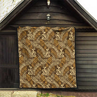 Brown Gold Monstera Quilt Polynesian Tribal Pattern LT01 - Polynesian Pride