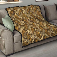 Brown Gold Monstera Quilt Polynesian Tribal Pattern LT01 - Polynesian Pride
