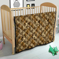 Brown Gold Monstera Quilt Polynesian Tribal Pattern LT01 - Polynesian Pride