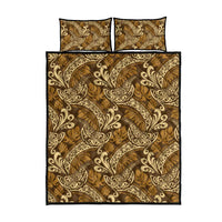 Brown Gold Monstera Quilt Bed Set Polynesian Tribal Pattern LT01 - Polynesian Pride