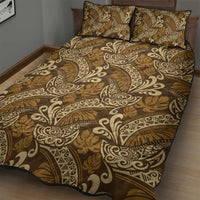 Brown Gold Monstera Quilt Bed Set Polynesian Tribal Pattern LT01 - Polynesian Pride