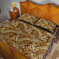 Brown Gold Monstera Quilt Bed Set Polynesian Tribal Pattern LT01 - Polynesian Pride