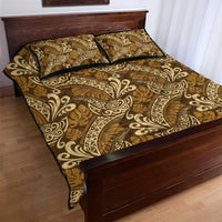 Brown Gold Monstera Quilt Bed Set Polynesian Tribal Pattern LT01 - Polynesian Pride