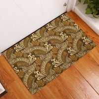 Brown Gold Monstera Rubber Doormat Polynesian Tribal Pattern LT01 - Polynesian Pride