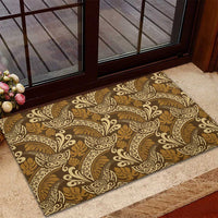 Brown Gold Monstera Rubber Doormat Polynesian Tribal Pattern LT01 - Polynesian Pride