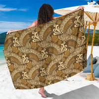Brown Gold Monstera Sarong Polynesian Tribal Pattern LT01 One Size 44 x 66 inches Gold - Polynesian Pride