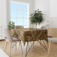 Brown Gold Monstera Tablecloth Polynesian Tribal Pattern LT01 - Polynesian Pride