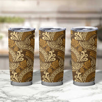 Brown Gold Monstera Tumbler Cup Polynesian Tribal Pattern LT01 - Polynesian Pride
