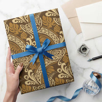 Brown Gold Monstera Wrapping Paper Polynesian Tribal Pattern LT01 - Polynesian Pride