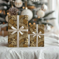Brown Gold Monstera Wrapping Paper Polynesian Tribal Pattern LT01 - Polynesian Pride