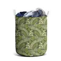 Olive Green Monstera Laundry Basket Polynesian Tribal Pattern LT01 - Polynesian Pride