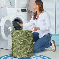 Olive Green Monstera Laundry Basket Polynesian Tribal Pattern LT01 - Polynesian Pride