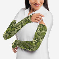 Olive Green Monstera Arm Sleeves Polynesian Tribal Pattern LT01 - Polynesian Pride
