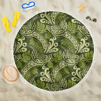 Olive Green Monstera Beach Blanket Polynesian Tribal Pattern LT01 One Size 150cm Green - Polynesian Pride