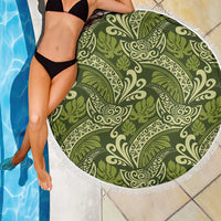 Olive Green Monstera Beach Blanket Polynesian Tribal Pattern LT01 - Polynesian Pride
