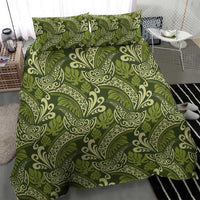 Olive Green Monstera Bedding Set Polynesian Tribal Pattern LT01 - Polynesian Pride