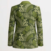 Olive Green Monstera Blazer Polynesian Tribal Pattern LT01 - Polynesian Pride