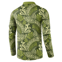 Olive Green Monstera Button Sweatshirt Polynesian Tribal Pattern LT01 - Polynesian Pride