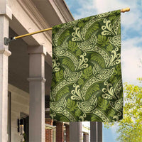Olive Green Monstera Garden Flag Polynesian Tribal Pattern LT01 House Flag Green - Polynesian Pride