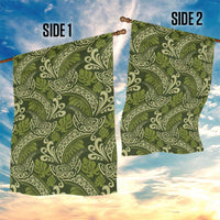 Olive Green Monstera Garden Flag Polynesian Tribal Pattern LT01 - Polynesian Pride