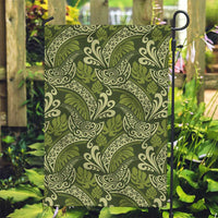 Olive Green Monstera Garden Flag Polynesian Tribal Pattern LT01 Garden Flag Green - Polynesian Pride