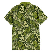 Olive Green Monstera Hawaiian Shirt Polynesian Tribal Pattern LT01 - Polynesian Pride