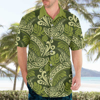 Olive Green Monstera Hawaiian Shirt Polynesian Tribal Pattern LT01 - Polynesian Pride