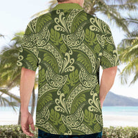 Olive Green Monstera Hawaiian Shirt Polynesian Tribal Pattern LT01 - Polynesian Pride