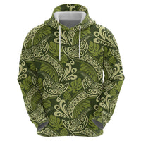 Olive Green Monstera Hoodie Polynesian Tribal Pattern LT01 - Polynesian Pride
