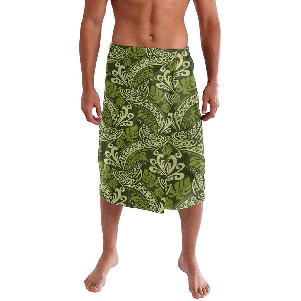 Olive Green Monstera Lavalava Polynesian Tribal Pattern LT01 Green - Polynesian Pride
