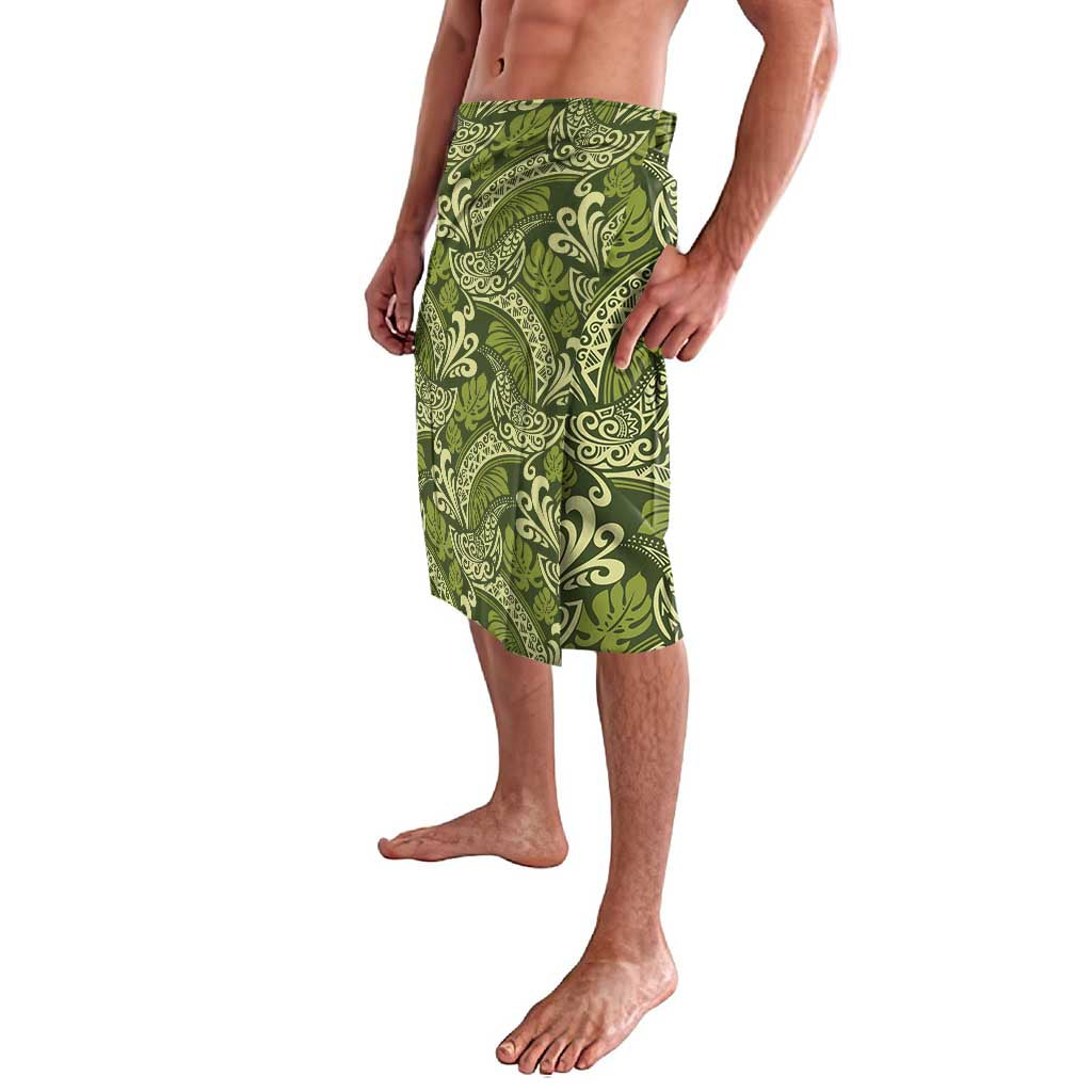 Olive Green Monstera Lavalava Polynesian Tribal Pattern LT01 - Polynesian Pride