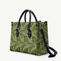Olive Green Monstera Leather Bag Polynesian Tribal Pattern LT01 Green - Polynesian Pride