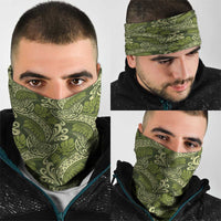 Olive Green Monstera Neck Gaiter Polynesian Tribal Pattern LT01 - Polynesian Pride