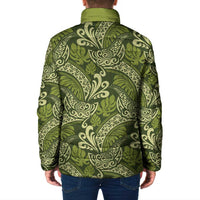 Olive Green Monstera Padded Jacket Polynesian Tribal Pattern LT01 - Polynesian Pride