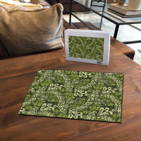 Olive Green Monstera Puzzle Polynesian Tribal Pattern LT01 - Polynesian Pride