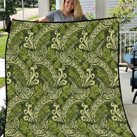 Olive Green Monstera Quilt Polynesian Tribal Pattern LT01 Green - Polynesian Pride