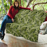 Olive Green Monstera Quilt Polynesian Tribal Pattern LT01 - Polynesian Pride
