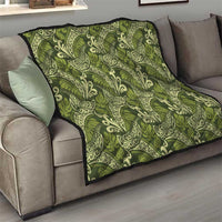 Olive Green Monstera Quilt Polynesian Tribal Pattern LT01 - Polynesian Pride