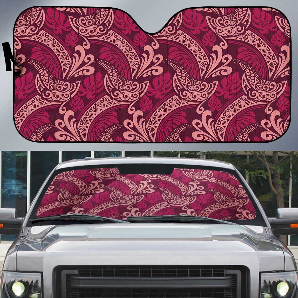 Sweet Pink Monstera Auto Sun Shade Polynesian Tribal Pattern LT01 Pink - Polynesian Pride