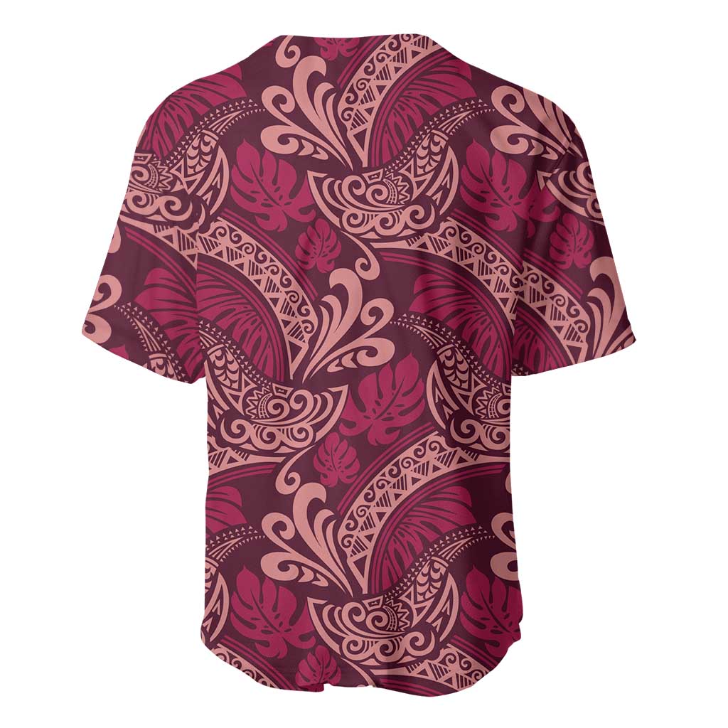 Sweet Pink Monstera Baseball Jersey Polynesian Tribal Pattern LT01 - Polynesian Pride
