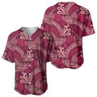 Sweet Pink Monstera Baseball Jersey Polynesian Tribal Pattern LT01 - Polynesian Pride