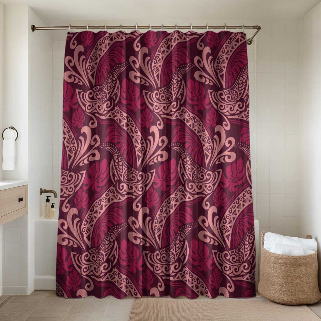 Sweet Pink Monstera Bathroom Set Polynesian Tribal Pattern LT01 Shower Curtain Only Pink - Polynesian Pride