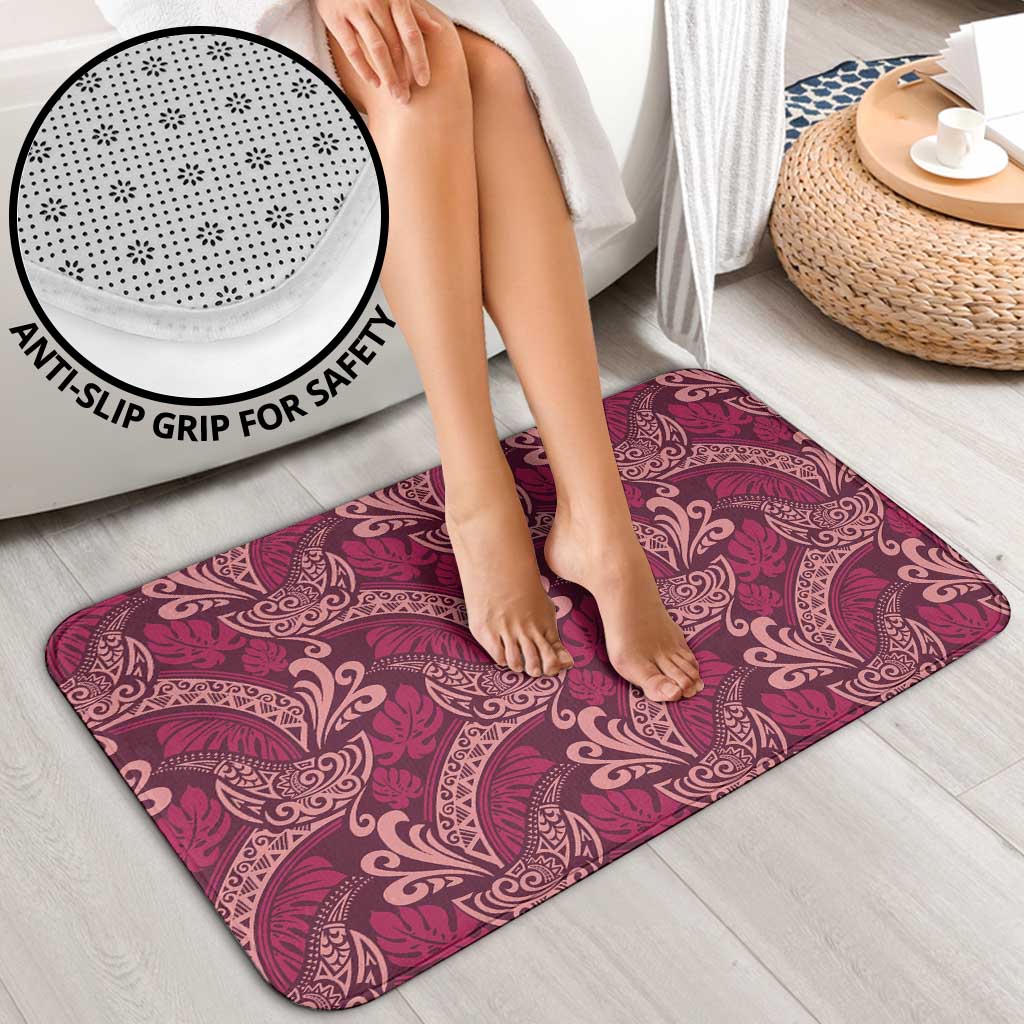 Sweet Pink Monstera Bathroom Set Polynesian Tribal Pattern LT01 - Polynesian Pride