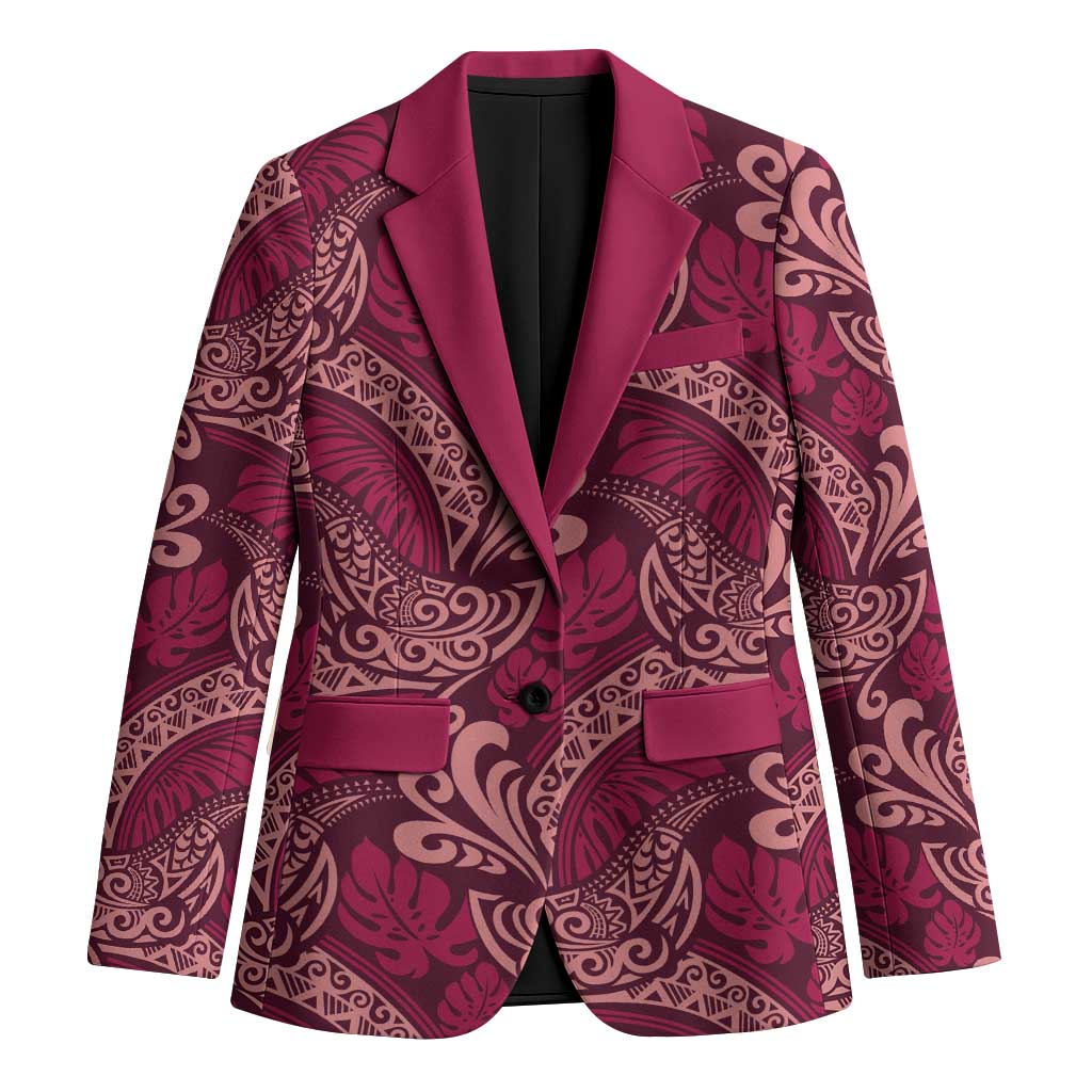 Sweet Pink Monstera Blazer Polynesian Tribal Pattern LT01 Unisex Pink - Polynesian Pride
