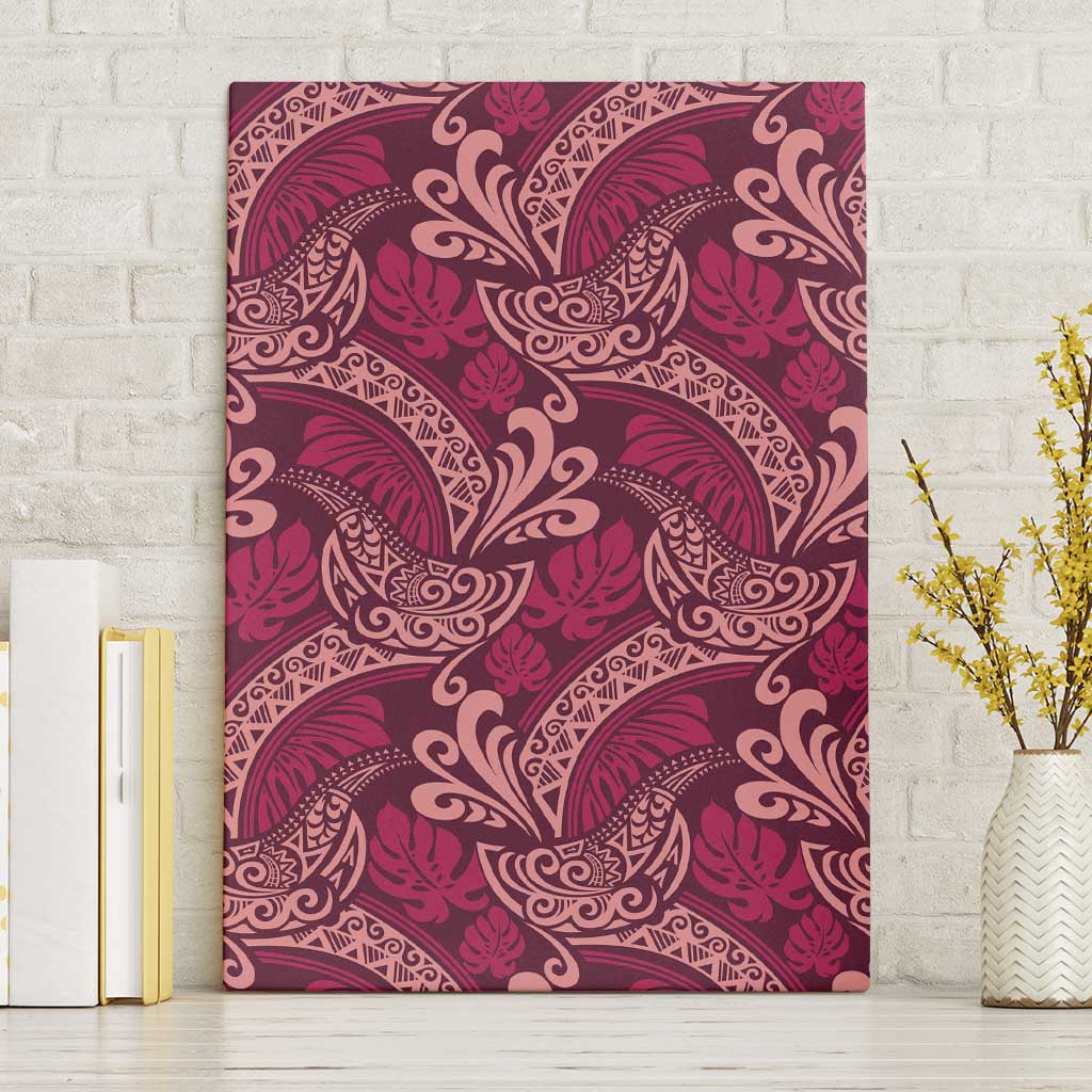 Sweet Pink Monstera Canvas Wall Art Polynesian Tribal Pattern LT01 Without Frame Pink - Polynesian Pride