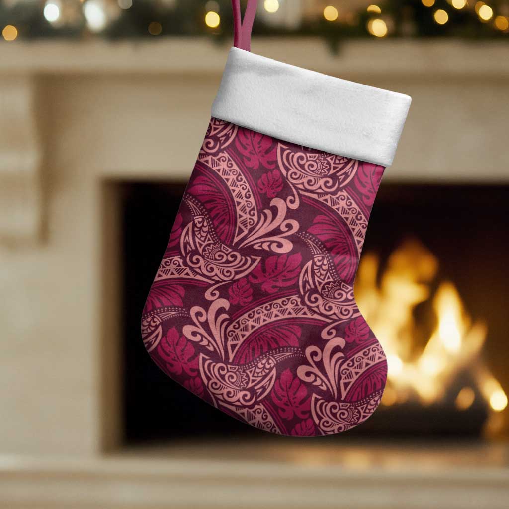 Sweet Pink Monstera Christmas Stocking Polynesian Tribal Pattern LT01 Set of 2 Pink - Polynesian Pride
