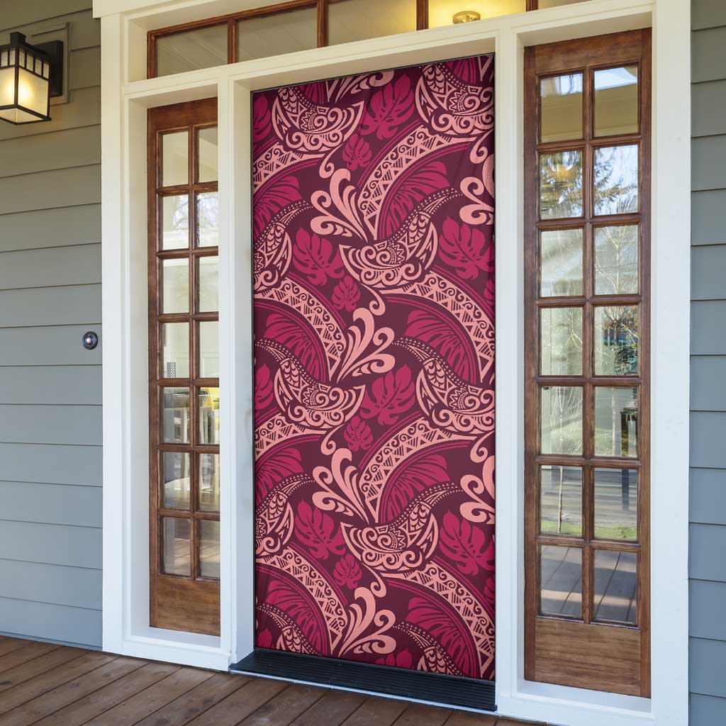 Sweet Pink Monstera Door Cover Polynesian Tribal Pattern LT01 - Polynesian Pride