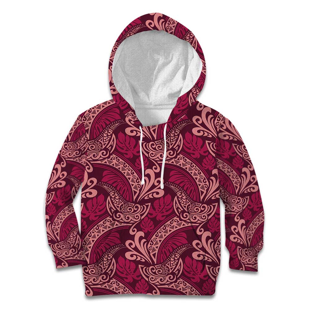 Sweet Pink Monstera Kid Hoodie Polynesian Tribal Pattern LT01 Hoodie Pink - Polynesian Pride